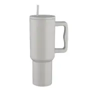 40 Oz Tumbler With Handle And Straw Lid, Reusable Stainless Steel Insulated Travel Mug Leakproof Iced Coffee Cup For Outdoor Sports Color Grey