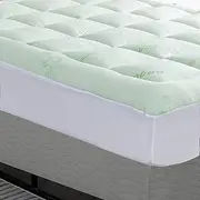 Luxton Breathable Bamboo Mattress Topper 1000GSM, Soft Bamboo Pillowtop, Washable Hypoallergenic Fully Fitted Mattress Topper with 40cm Fitted Shirt (King Size)