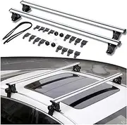 2PCS Compatible for Ford Fusion Fiesta Lockable Roof Rail Rack Rooftop Luggage Sedan Crossbars Cross Bars Aluminum Alloy(Silver)