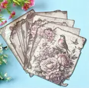 Cute Birds - Floral Flower Vintage Style Craft Paper -Junk Journal -Scrapbook