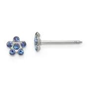 Stainless Steel Inverness Blue Crystal Post Earrings