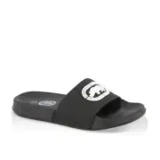 Ecko Boys Logo Pool Slides Size 2 Black White Sandals NWT