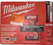 Milwaukee 3650-22CT 18V Brushless Compact 1/4"Impact DriverKit- Brand New