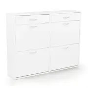 Sarantino 24 Pairs Shoe Cabinet Storage White Drawers Chest 1200 x 240 x 920 in White