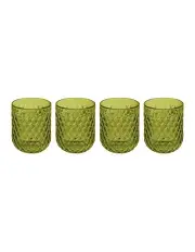 [Casa Domani] Caterina Double Old Fashion Glass 4 Pieces Gift Boxed in Green