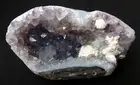SUPERB OKENITE CLUSTERS ON AMETHYST IN GEODE BASE # 0578