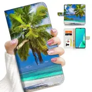 ( For Oppo A91 ) Flip Wallet Case Cover AJ23198 Beach Palm Tree