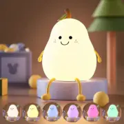 7 Colors Night Led Cute Pear Night Light, Dimmable Nursery Pear Lamps, Super Squ