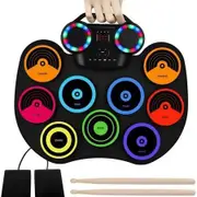 Portable Electronic Drum Kit Hand Rolled Flashing Bluetooth Drum with Speaker