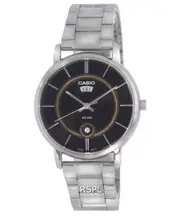 Casio Analog Stainless Steel Black Dial Day/Date Quartz MTP-B120D-1A Mens Watch