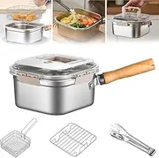 Multi-Function Frying Cooker Set - Fryer, Cooker, Fresh Keeping & Vegetables Washing, Portable Outdoor Cooking Pot with Basket for Frying Chicken, French Fries, Tongs and Oil Drip Rack,1PCS