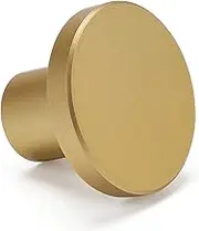 homdiy 10 Pack Round Dresser Knobs Gold Cabinet Knobs, LS7069BB Solid Gold Knobs for Dresser Drawers Brushed Brass Cabinet Door Knobs Modern Kitchen Hardware, 1.18 Inch Diameter