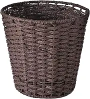 Round Wicker Waste Basket - Woven Trash Can for Bedroom, Bathroom, Office