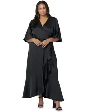 [Pink Dusk] Smouldering Wrap Maxi Dress in Black
