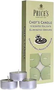 Price's - Chef's Tealights - 10 Pack - Odour Eliminating Tealights - Made with Basil, Patchouli and Geranium Extracts - Clean, Fresh, Quality Fragrance - Long Lasting Scent