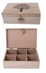 6 Slot Wood Tea Box Tree of Life Wooden Crystal Esential Oil Jewellery Healing
