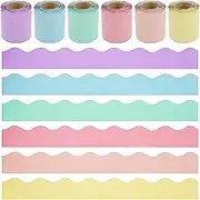6 Rolls Classroom Borders for Bulletin Board, 196.8 Ft Colorful Bulletin Board Borders Scalloped Rolled Border Trim for White Board, Cork Board, and Classroom Decoration