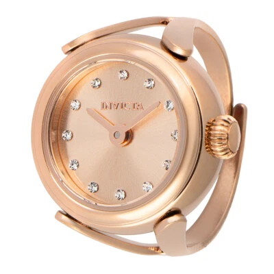 NEW Invicta Women's 17.5mm Angel Ring Quartz Gold Tone 30m Stainless Steel Watch