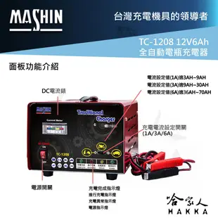 麻新電子 TC-1208 全自動電池充電器12V 6A汽車 機車 電瓶 TC 1208 1206 哈家人 現貨 廠商直送