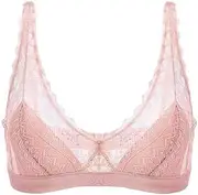 [SilRiver] Silk Women's Lace Wireless Bralette with Soft Silk Cup Light Padded Bra