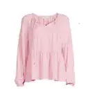 Time & Tru Women's S (4-6) Mauve Glow Striped Long Sleeve Peplum Flowy Top