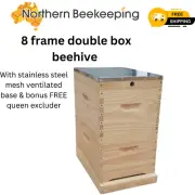 8 FRAME FLAT PACK BEEHIVE WITH 16 FRAMES & 8FMESH BASE BEE HIVE BEEKEEPING BOX