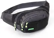 Fanny Pack Zip Pouch Unisex Handy Belt Hiking Climbing Sport Bum Waist Bag with Multiple Zip Pockets - Adjustable