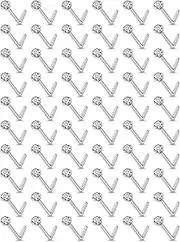 [Lsnevsie] 18G 20G 22G Nose Rings Studs Piercing Jewelry For Women Men 316L Surgical Steel Round Cubic Zirconia Nose Rings Studs Nostrial Piercing Jewelry CZ 1.5mm 2mm 2.5mm 3mm 3.5mm 4mm Silver 60Pcs