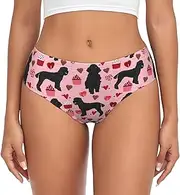 [JBYJBX] Red Poodles Dogs Print Women's Briefs XS-4XL Bikini Ladies Underpants Panties Full Coverage Seamless