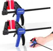 6" Mini Bar Clamps, One-Handed Clamp/Spreader, Light-Duty F Clamp, 2PC