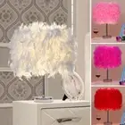 White Feather Table Lamp Shades Lampshade Elegant Bedside Desk Night Light Decor