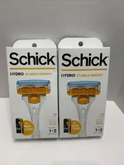 2x Schick Hydro Skin Comfort Stubble Eraser 1 Razor Handle + 2 Cartridges New