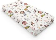 Baby Farm Life Changing Pad Cover for Boy Girl 32''x16'' Farm Animals Pig Goat Horse Cow Chick Rooster Duck Leaves Barn Truck Fitted Changing Pad Sheets Soft Breathable Diaper Change Table Mats