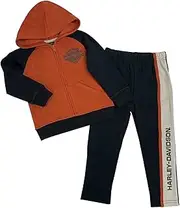 [HARLEY-DAVIDSON] Baby Boys' 2 Piece Infant Fleece Hoodie Jog Set - Orange/Black