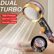 High Dual Turbo Pressure Bathroom Shower Head Powerful Hand Held Sprinkler NEW