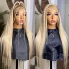 Ash Blonde Lace Front Wigs Pre Plucked Long Straight Lace Front Wig Natural H...