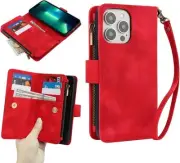for iPhone 13 Pro Wallet Case with 9 Card Holders,for iPhone 13 Pro Case Zipper