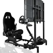 Marada Racing Sim Cockpit Round Tube with Monitor Stand & Seat Fits Logitech G29