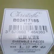 CHRISTOFLE ALBI ACIER STAINLESS 5-PC PLACE SETTING #2417185 BRAND NIB SAVE$ F/S