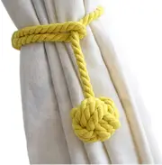 Curtain Tiebacks - 2/4 PCS Handmade Rural Decorative Curtain Holdbacks (Yellow)