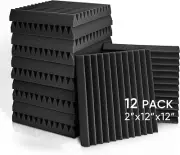 12 Pack Set Acoustic Panels, 2" X 12" X 12" Acoustic Foam Panels, Studio Wedge T