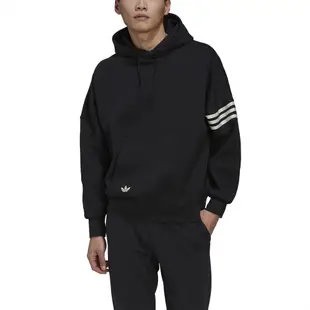 adidas 帽T Adicolor 男女款 長袖 連帽上衣 黑 白 三線 寬鬆 三葉草 愛迪達 HM1871