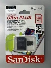 SanDisk- Ultra PLUS MicroSDXC, UHS-1 Card with Adapter, 128GB, 80MB/s