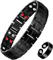 Feraco Mens Titanium Steel Magnetic Therapy Bracelet Double Strong Magnets Arthritis Pain Relief, Black&Blue