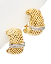 Meshmerise 18K Over Silver 0.2 ct. tw. Diamond Clip Earrings