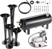 150DB Train Air Horn Kit, 4 Horn Kits for 150 PSI 12V Air Compressors, Ultra Lou