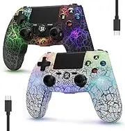 Controller per PS4 Wireless Joystick Controller LED per Playstation 4/Pro/Slim con retroilluminazione RGB regolabile, Batteria da 1000 mAh, sensore di movimento Dual Shock a 6 ass, cuffie da 3,5 mm