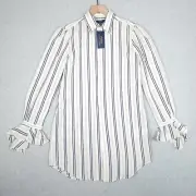 Polo Ralph Lauren Shirt Womens 6 Striped Tunic Ruffle Coquette Preppy Academia