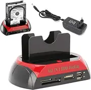 KesCom® ITC22106 USB 2.0 E-SATA Docking Station IDE PATA and S-ATA 6.35 cm (2.5 Inches) and 8.9 cm (3.5 Inches) Hard Drives with Card Reader Power Supply and USB Cable Included