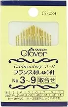 Clover Crewel Embroidery Needle Pack of 14, No. 3-9, Silver/Gold